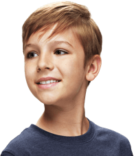 Young boy in blue shirt