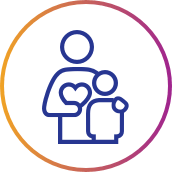 Icon showing two people representing a support system for medication reminders